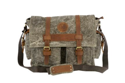 CanvasGears Men’s Canvas Messenger Bag with Leather Trim – Heavy Duty Laptop Bag - 502