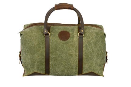 Canvas Gears Luggage Travel Weekender Bag in Premier Full Grain Leather and Canvas -505
