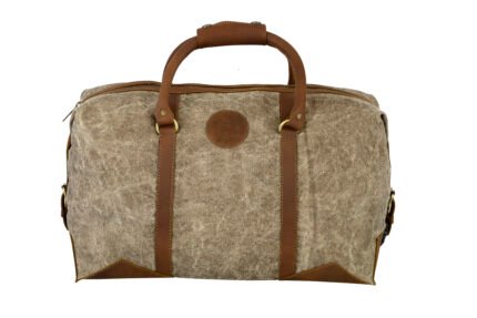 Canvas Gears Luggage Travel and Weekender Bag in Premier Full Grain Leather and Canvas -505